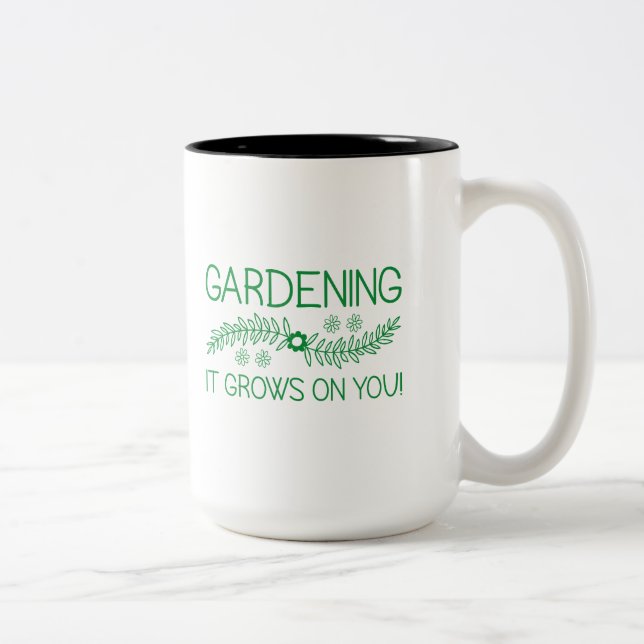Gardening It Grows On You Two-Tone Coffee Mug (Right)