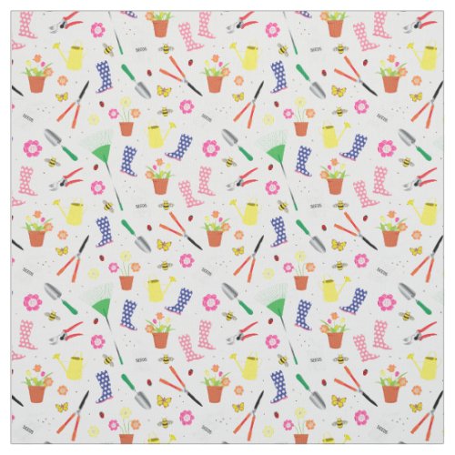 Gardening Items Pattern Fabric