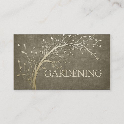 Gardening Landscaping Lawn Care Gold Tree Branch Business Card