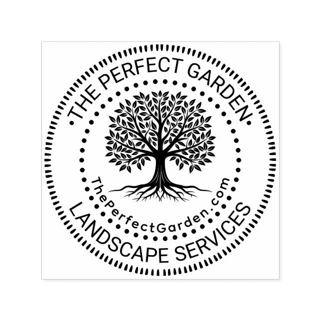 Gardening Landscaping Services Name Initials URL Self-inking Stamp (Design)