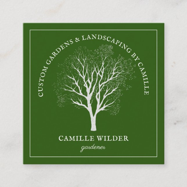 Gardening Landscaping Tree Square Business Card (Front)