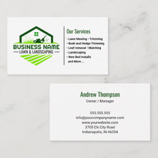 Gardening Lawn Care Landscaping Green Grass Business Card