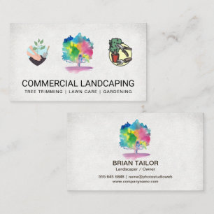 Gardening Logos Watercolor Tree Business Card