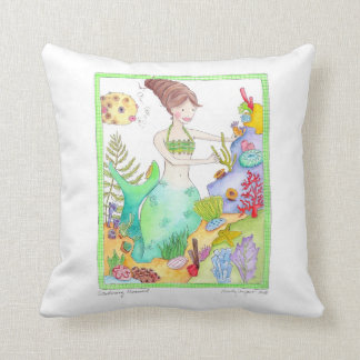 Gardening Mermaid art pillow by Marley Ungaro