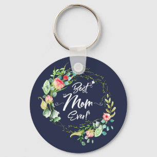 Gardening Mothers Best Mom Ever Floral Garland Keychain