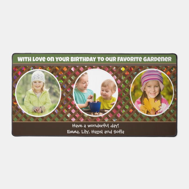 Gardening Multi Photo Birthday Create Your Own Desk Mat (Front)