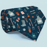 Gardening Neck Tie<br><div class="desc">A pattern of gardening tools and implements for gardeners on a dark teal green background. Original art by Nic Squirrell.</div>
