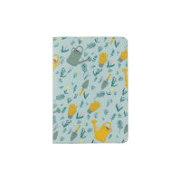 Gardening Pattern Watering Cans Gloves Flowers