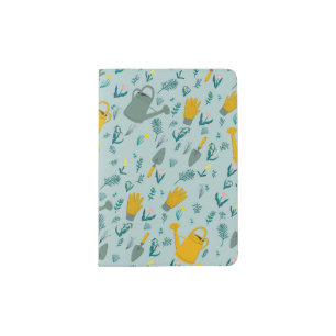 Gardening Pattern Watering Cans Gloves Flowers Passport Holder