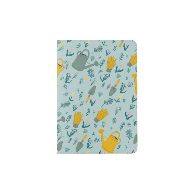 Gardening Pattern Watering Cans Gloves Flowers Passport Holder (Front)
