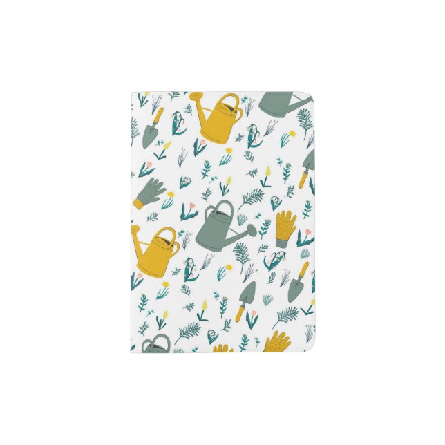 Gardening Pattern Watering Cans Gloves Flowers  Passport Holder (Front)