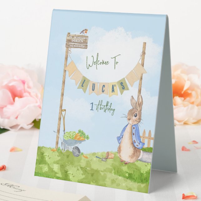 Gardening Peter the Rabbit Table Tent (In SItu (Wedding))