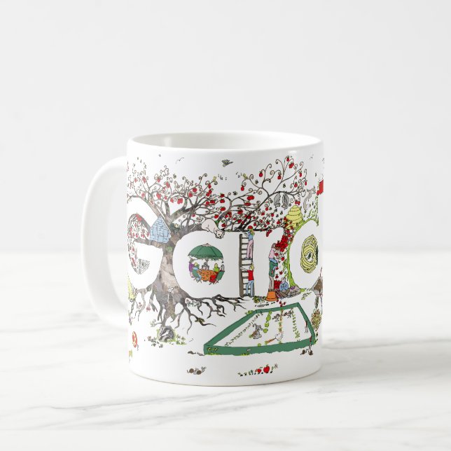 Gardening plants and Animals Personalized Coffee Mug (Front Left)