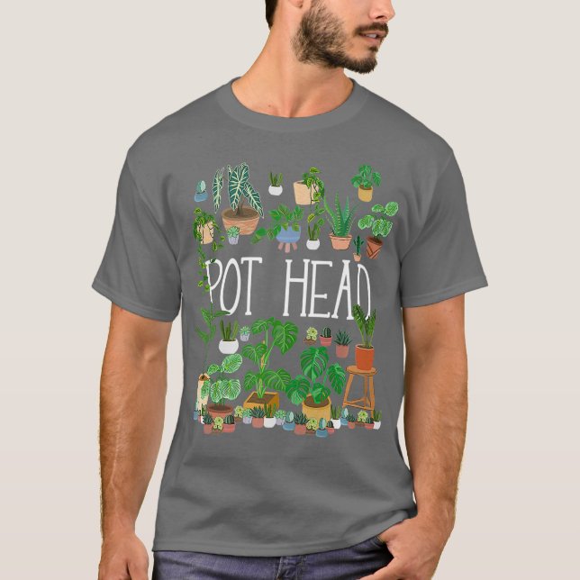Gardening Potted Plant Lover Pot Head Gardener T-Shirt (Front)