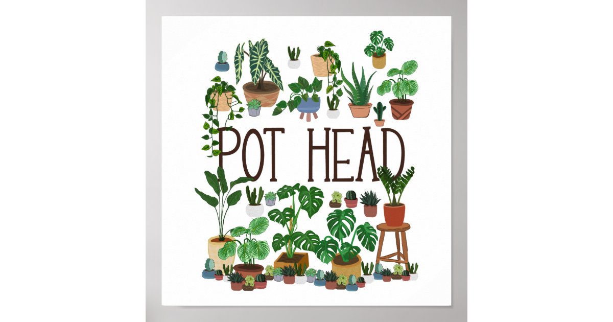 Gardening Potted Plant Pot Head Poster Zazzle