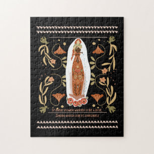 Gardening Quote Floral Folk Art Jigsaw Puzzle