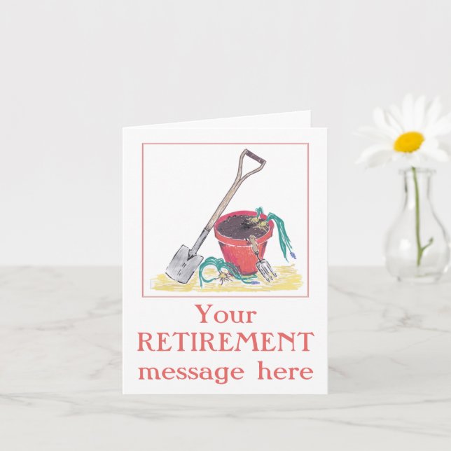 Gardening Retirement painted Folded Greeting Card (Small Plant)