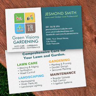 Gardening Services - Colorful Icons Business Card