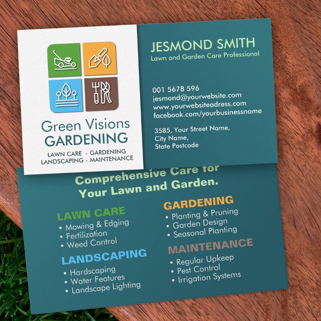 Gardening Services - Colorful Icons Business Card (Creator Uploaded)