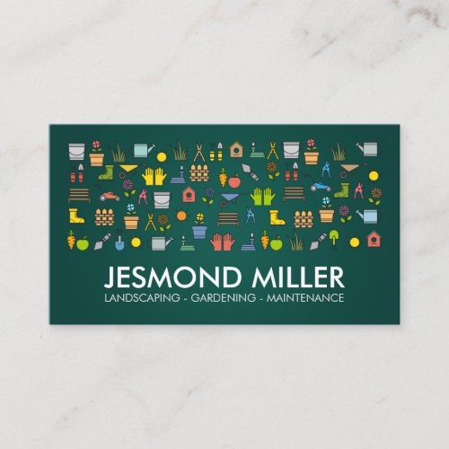 Gardening Services _ colorful icons pattern Business Card