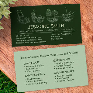 Gardening Services - Line Art Illustration Business Card