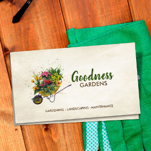 Gardening Services Watercolor art Business Card