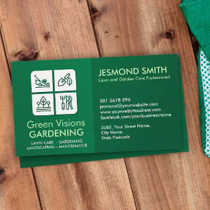 Gardening Services - White Icons Business Card