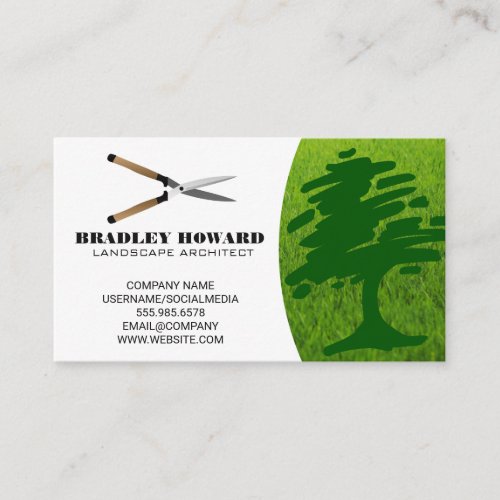 Gardening Shears  Grass  Tree Logo Business Card