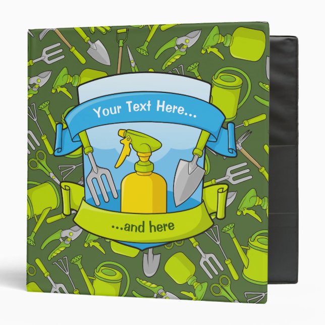 Gardening Shield with Banners 3 Ring Binder (Front/Inside)