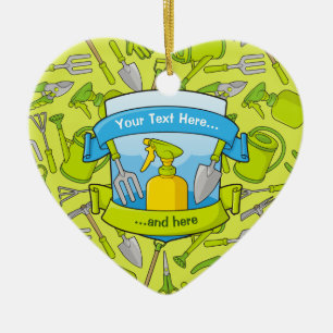 Gardening Shield with Banners Ceramic Ornament