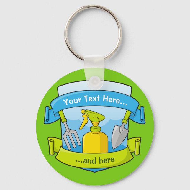 Gardening Shield with Banners Keychain (Front)