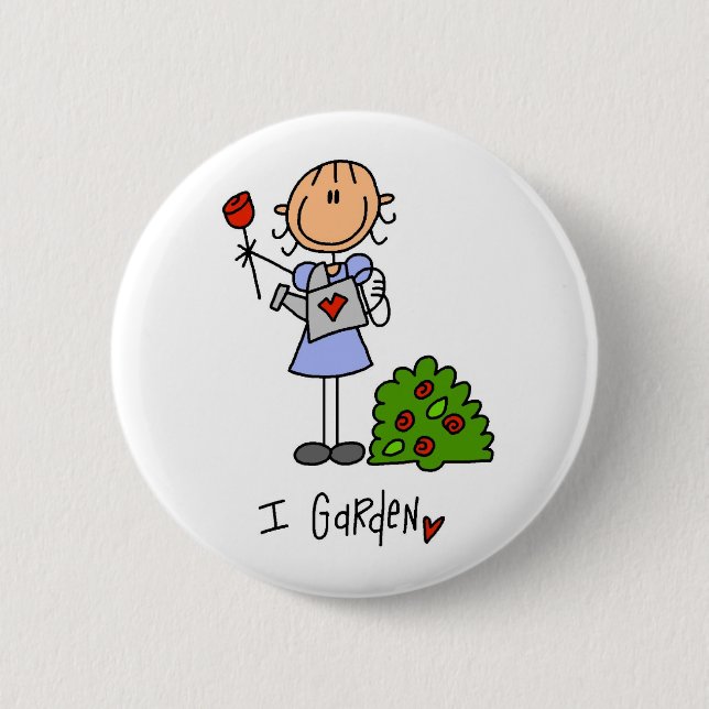 Gardening Stick Figure Button (Front)
