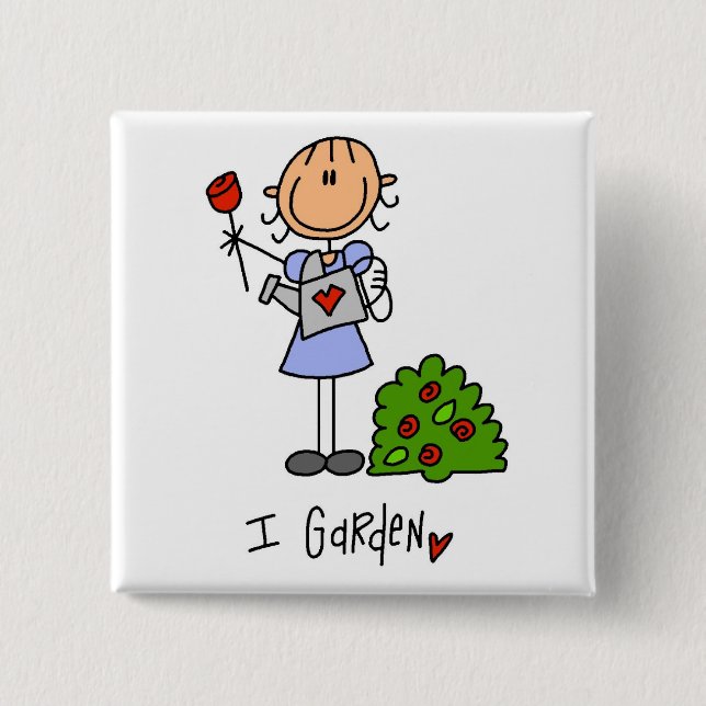 Gardening Stick Figure Button (Front)