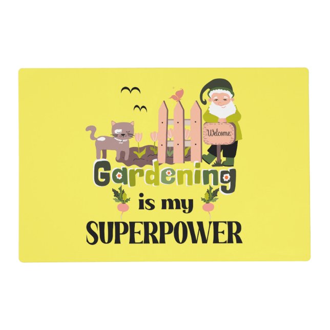 Gardening Superpower, Cute Gardener  Placemat (Front)