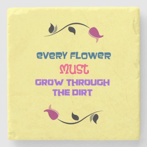 Gardening Themed Typography Inspirational Quote Stone Coaster