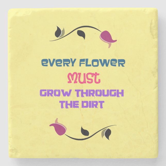 Gardening Themed Typography Inspirational Quote Stone Coaster (Front)