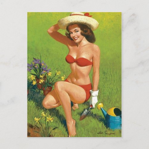 Gardening time postcard