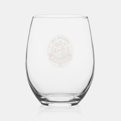 Gardening Tool Garden Center Cat Gardening Tool Ga Stemless Wine Glass