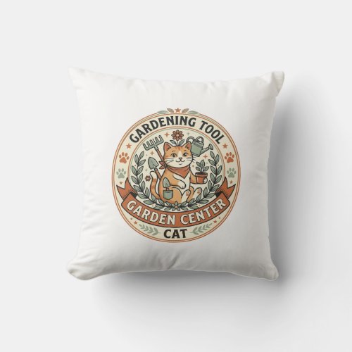 Gardening Tool Garden Center Cat Gardening Tool Ga Throw Pillow