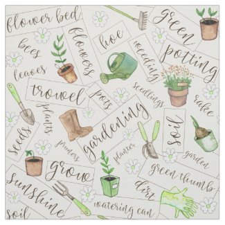 Gardening Tools and Text Br ID753 Fabric