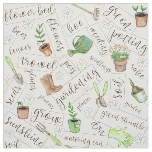 Gardening Tools and Text Br ID753 Fabric