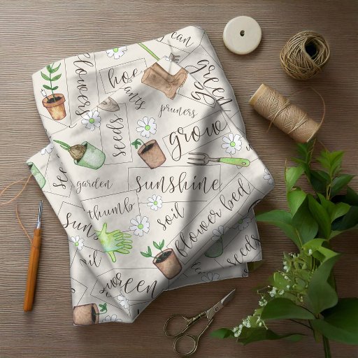 Gardening Tools and Text Br ID753 Fabric