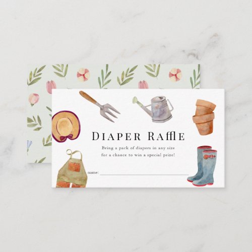 Gardening Tools Baby Shower Diaper Raffle Ticket Enclosure Card