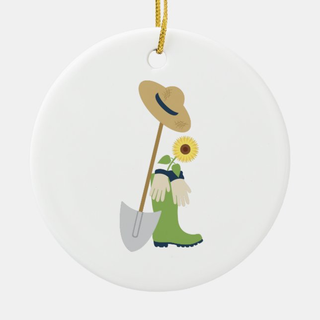 Gardening Tools Ceramic Ornament (Front)