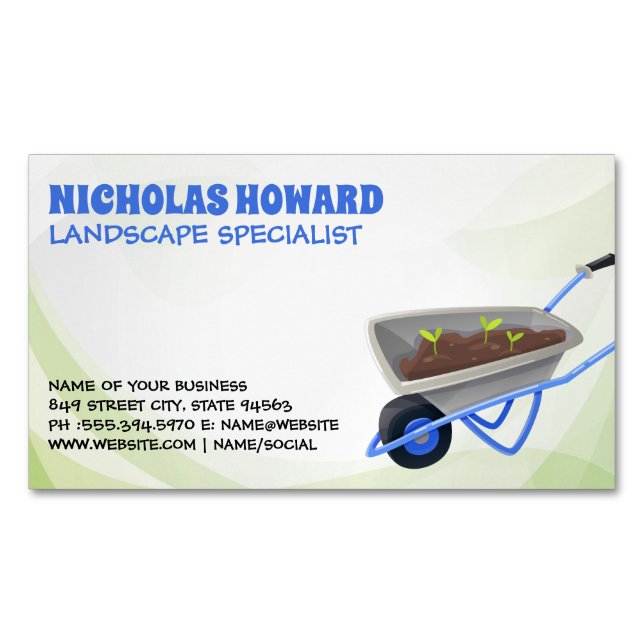 Gardening Tools | Landscaper Business Card Magnet (Front)