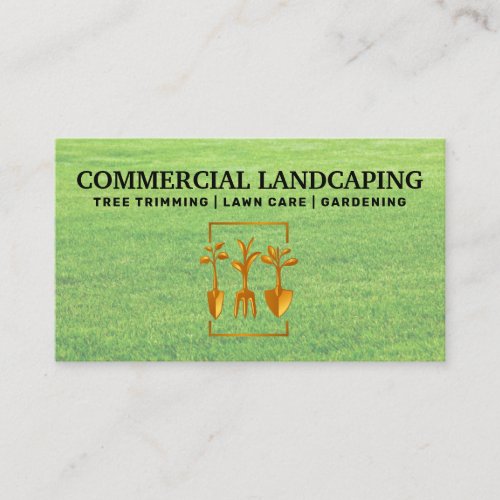 Gardening Tools Logo  Grass  Landscaping Business Card