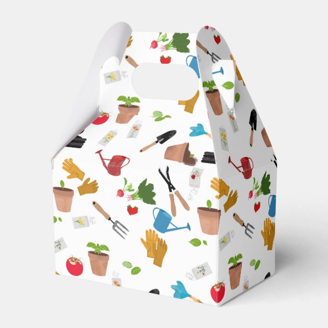 Gardening Tools Plants Gardener Nursery Pattern Favor Boxes (Front Side)