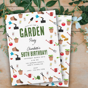 Gardening Tools Plants Gardener Nursery Pattern Invitation
