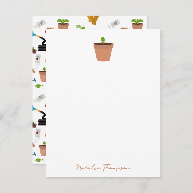 Gardening Tools Plants Gardener Nursery Pattern Note Card (Front/Back)