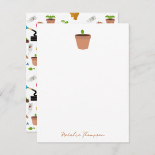 Gardening Tools Plants Gardener Nursery Pattern Note Card